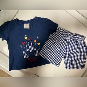 Monogram “Titus” embroidered Disney tee and checked shorts
